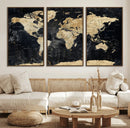 Framed Large World Map Wall Art Canvas Print for Living Room by MyGreatCanvas | Canvas Wall Art Prints | Photo Prints & Wall Decor