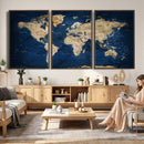 World Map Canvas Print – Framed Travel Map Wall Art for