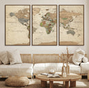 Framed World Map Wall Art for Home and Office Decor