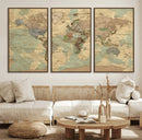 Vintage World Map Wall Art | Ready to Hang and Framed by MyGreatCanvas | Canvas Wall Art Prints | Photo Prints & Wall Decor