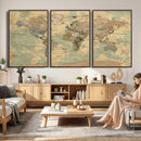 Vintage World Map Wall Art | Ready to Hang and Framed
