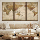 Vintage Detailed World Map Wall Art Canvas Print – Antique by MyGreatCanvas | Canvas Wall Art Prints | Photo Prints & Wall Decor