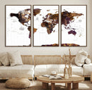 Rustic World Map Wall Art Canvas Print | Large World Map on