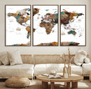 Watercolor World Map Canvas Print – Detailed Map of the