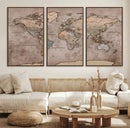 Grunge World Map Canvas Wall Art - Vintage Aged World Map by MyGreatCanvas | Canvas Wall Art Prints | Photo Prints & Wall Decor