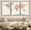 Pastel Colors World Map Wall Art Canvas Print by MyGreatCanvas | Canvas Wall Art Prints | Photo Prints & Wall Decor