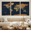 Modern World Map Canvas Print – Framed Detailed Map of the by MyGreatCanvas | Canvas Wall Art Prints | Photo Prints & Wall Decor