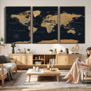 Framed Large World Map Wall Art Canvas Print – Stunning