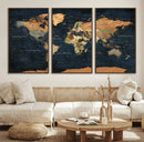Vintage World Map Canvas Wall Art – Detailed Map with by MyGreatCanvas | Canvas Wall Art Prints | Photo Prints & Wall Decor