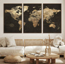 Framed World Map with Pin Canvas Print – Detailed World Map