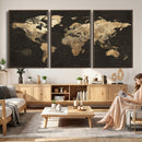 Framed World Map with Pin Canvas Print – Detailed World Map