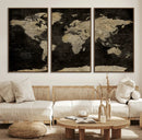 Push Pin World Map Canvas Wall Art Print, Interactive Travel