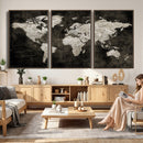 Vintage World Map Wall Art Canvas Print – Framed Large Map