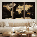 Extra Large World Map Canvas Print – Detailed Map Classic by MyGreatCanvas | Canvas Wall Art Prints | Photo Prints & Wall Decor