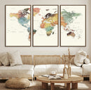 Framed World Map Wall Art Canvas Print for Living Room and by MyGreatCanvas | Canvas Wall Art Prints | Photo Prints & Wall Decor