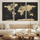 Vintage Blue and Brown World Map Canvas Wall Art – Framed by MyGreatCanvas | Canvas Wall Art Prints | Photo Prints & Wall Decor