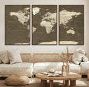 Vintage World Map Canvas Print – Framed Travel Map Wall Art