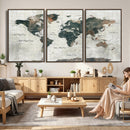 World Map Canvas Print – Framed Travel Map Wall Art for