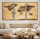 Navy Blue and Gold World Map Canvas Print – Framed Luxury by MyGreatCanvas | Canvas Wall Art Prints | Photo Prints & Wall Decor