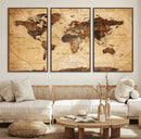 Modern Red and Gray World Map Canvas Print – Framed Wall Art by MyGreatCanvas | Canvas Wall Art Prints | Photo Prints & Wall Decor