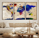 Watercolor World Map Canvas Print – Framed Wall Art for by MyGreatCanvas | Canvas Wall Art Prints | Photo Prints & Wall Decor