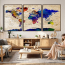 Watercolor World Map Canvas Print – Framed Wall Art for