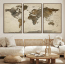 Vintage World Map Canvas Wall Art – Framed Travel Map for by MyGreatCanvas | Canvas Wall Art Prints | Photo Prints & Wall Decor