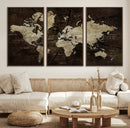 Blue World Map Canvas Wall Art – Framed Modern Travel Map by MyGreatCanvas | Canvas Wall Art Prints | Photo Prints & Wall Decor
