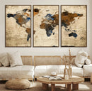 Rustic Watercolor World Map Canvas Wall Art – Framed Travel by MyGreatCanvas | Canvas Wall Art Prints | Photo Prints & Wall Decor