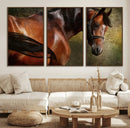 Majestic Brown Horse Wall Art Canvas Print – Framed