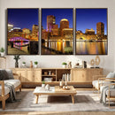 Boston Wall Art Canvas Print, Boston City Downtown Night by MyGreatCanvas | Canvas Wall Art Prints | Photo Prints & Wall Decor