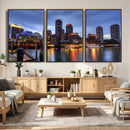 Boston Wall Art Canvas Print, Boston City Downtown Night by MyGreatCanvas | Canvas Wall Art Prints | Photo Prints & Wall Decor