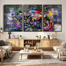 Graffiti Motorcycle Wall Art Canvas Print, Urban Street Art by MyGreatCanvas | Canvas Wall Art Prints | Photo Prints & Wall Decor