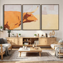 Minimal Longhorn Bull Wall Art Canvas Print, Neutral Western by MyGreatCanvas | Canvas Wall Art Prints | Photo Prints & Wall Decor