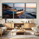 Coastal Fishing Boats Wall Art Canvas Print, Sunset Beach by MyGreatCanvas | Canvas Wall Art Prints | Photo Prints & Wall Decor