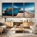 Coastal Fishing Boats Wall Art Canvas Print, Sunset Beach by MyGreatCanvas | Canvas Wall Art Prints | Photo Prints & Wall Decor