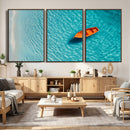 Minimalist Boat Wall Art Canvas Print, Aerial Sea Landscape by MyGreatCanvas | Canvas Wall Art Prints | Photo Prints & Wall Decor