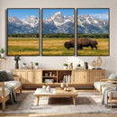 Bison in Mountain Landscape Wall Art Canvas Print – Western by MyGreatCanvas | Canvas Wall Art Prints | Photo Prints & Wall Decor