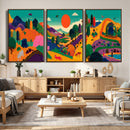 Colorful Japanese Landscape Print: Maximalist Panoramic Wall by MyGreatCanvas | Canvas Wall Art Prints | Photo Prints & Wall Decor