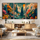 Colorful Japanese Landscape Print: Maximalist Panoramic Wall by MyGreatCanvas | Canvas Wall Art Prints | Photo Prints & Wall Decor