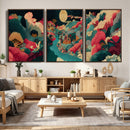 Colorful Japanese Landscape Print: Maximalist Panoramic Wall by MyGreatCanvas | Canvas Wall Art Prints | Photo Prints & Wall Decor
