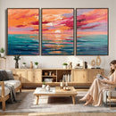 Bold Palette Knife Ocean Sunset Canvas — Orange Pink Teal by MyGreatCanvas | Canvas Wall Art Prints | Photo Prints & Wall Decor