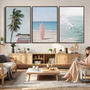 Surf Canvas Wall Art Set, Pink Surfboard VW Van Palm Tree by MyGreatCanvas | Canvas Wall Art Prints | Photo Prints & Wall Decor