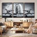 Propeller Plane Wall Art Canvas Print, Black and White by MyGreatCanvas | Canvas Wall Art Prints | Photo Prints & Wall Decor