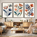 Watercolor Botanical Canvas Wall Art Set, Navy Terracotta by MyGreatCanvas | Canvas Wall Art Prints | Photo Prints & Wall Decor