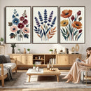 Watercolor Botanical Canvas Wall Art Set, Navy Terracotta by MyGreatCanvas | Canvas Wall Art Prints | Photo Prints & Wall Decor