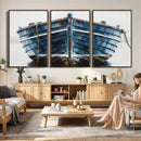 Blue Wooden Rowboat Canvas Wall Art, Coastal Nautical Boat Painting Print for Lake Beach House Decor, Minimalist Maritime Decor Artwork by MyGreatCanvas | Canvas Wall Art Prints | Photo Prints & Wall Decor