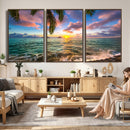 Hawaii Beach Sunset Canvas Wall Art Print, Tropical Ocean Landscape Artwork, Palm Tree Coastal Decor for Living Room Bedroom by MyGreatCanvas | Canvas Wall Art Prints | Photo Prints & Wall Decor