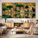 Gustav Klimt Golden Cityscape Wall Art Canvas Print,