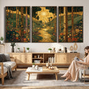 Gustav Klimt Style Forest Canvas Wall Art, Golden Forest Path Floral Art Nouveau Print, Enchanted Woodland Decor by MyGreatCanvas | Canvas Wall Art Prints | Photo Prints & Wall Decor